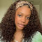 Perücke mit Stirnband Menschenhaar Deep Wave Headband Wig Gewellt Perücke für Damen 150% Dichte Brasilianische Perücke Glueless Haarband Wig Chocolate Brown 22 Zoll