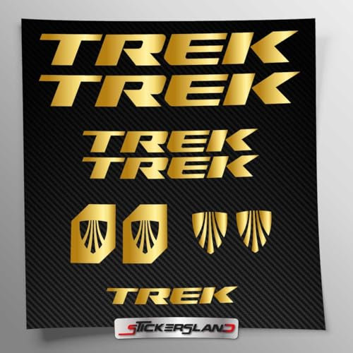 Stickersland® Aufkleber-Set kompatibel mit Rahmen Trek MTB Mountainbike und Helm | Decals Aufkleber für Fahrrad Schriftzug Logos | Stickersland® (Gold glänzend metallisch)