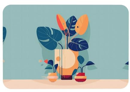 PHAYAH Tapis de salle de bain antidérapant en bambou avec dos de tortue Bleu/orange 40 x 60 cm