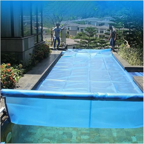 Cubierta Solar para Piscina enterrada Grande con Ojales, Manta de calefacción para bañera de hidromasaje de Corte de Bricolaje, Lona a Prueba de Polvo de 16 mil de Grosor, para PIS
