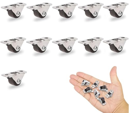 Mini Möbelrollen, 11 Stück Rollen Klein Für Möbel Bockrollen, 1,27 cm Flaches Profil, Nicht Schwenkbar Transportrollen Laufrollen Klein Für Möbel, Wagen Und Heimwerkerprojekte (Ohne Schrauben)