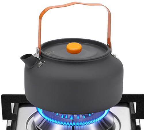 Camping Kettle Pot, Outdoor Water Kettle, Portable Backpacking Pots, 304 Stainless Steel, Lightweight Sturdy Design, Perfect for Campfire Brewing, Hiking and Coffee or Tea Making