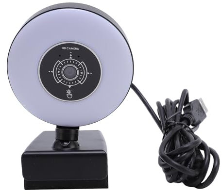 Webcam HD USB, Cámara de Ordenador 4k con luz, micrófono, Enfoque automático, Mando a Distancia, Plug and Play, para videoconferencias de PC de sobremesa