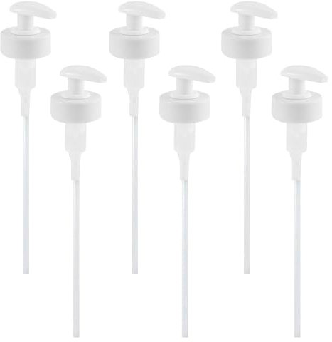 6 Pack 5L Pump Dispenser, High-Capacity Pump Dispenser for 5 Litre Containers, White 3.4 cm Wide-Mouth pump dispenser for Shampoo, Liquid Soap, Detergent, Ideal for Home and Commercial Use