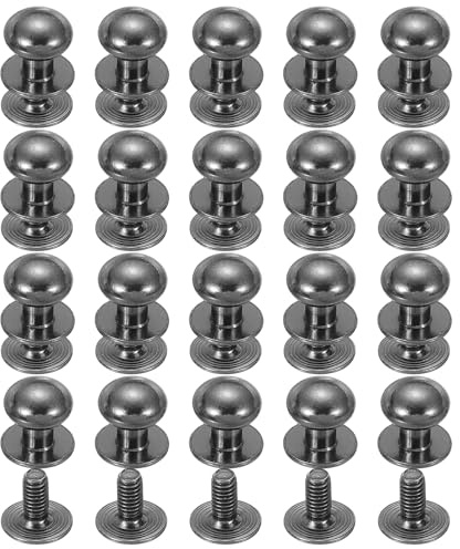 PATIKIL 10 Mm 20 Set Rivetti In Pelle Per DIY Pelle Riparazioni Nero | Testa Sferica Vite A Retro Bottone Testa Tonda Chicago Screw Nipple Stud Rivet, Borsa A Mano Cintura