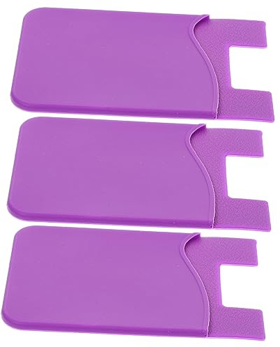 NUOBESTY 3 Stück Handy-Clamshell mit Klebeverschluss Violett aus Hochwertigem Silikon für Karten und Dokumente rutschfest und Stabil