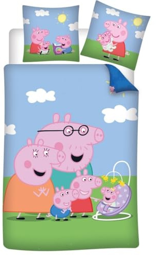 Peppa Pig Kinderbettwäsche 140x200 + Kissenbezug 63x63 Baumwoll-Mischgewebe