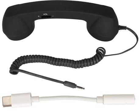 Culnflun Cornetta per cellulare USB C anti-radiazioni Cornetta telefonica vintage con presa da 3,5 mm per smartphone Stile retrò Plug and Play Materiale ABS (Negro 7330F3852)