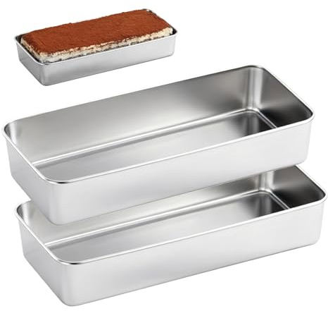 GOEDCH Lot de 2 grands moules rectangulaires en acier inoxydable, pour pain, pain, gâteau, boulanger, moule à pain/gâteau, moule à pain, moule à pain, facile à retirer du moule et passe au
