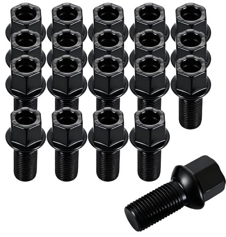 ERMWALR Wheel Bolts M14 x 1.5, 27mm Thread, 17mm Hex for Audi VW | Alloy Wheel Hub Bolts Car Accessories（20 Pcs，Black）