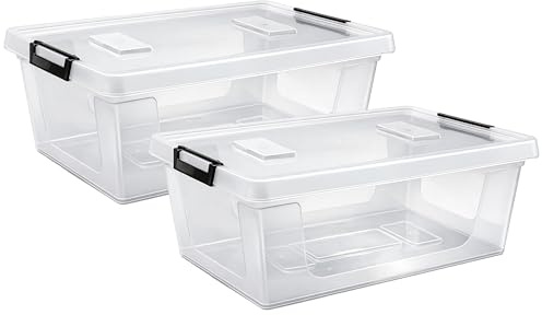 Aufbewahrungsbox mit Deckel Lagerbox Box Korb, Kiste (13 Liter, 2, stück)