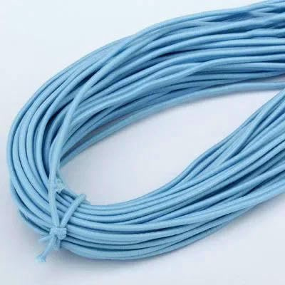 2 mm breites, farbiges, rundes Gummiband, 5 Meter, hellblau, 2 m