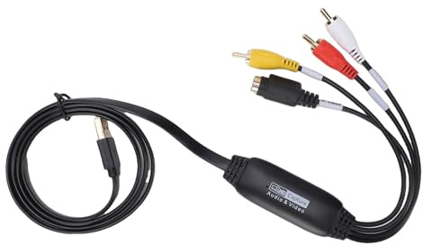 Fockety VHS to Digital Converter, USB2.0 Video Capture Card, AV to USB Audio Video Converter, Convert VCR Digital Adapter, for Tape Player, Camcorder, Camera, PC, TV