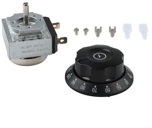Interruttore timer meccanico da 30/60/90/120 min per forno a microonde, forno elettrico e cuociriso - Alloggiamento in metallo-plastica, 16A/250V, campana integrata (120min)