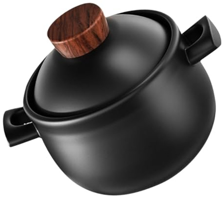 ASAKKURA Cazuela de Barro para Cocina Doméstica 1.8l Olla Grande Resistente a Altas Temperaturas Fácil de Limpiar y Operar para Guisos y Sopas en Uso Familiar