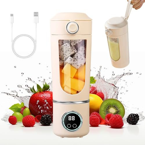 Mixeur portable de 700 ml - Petit extracteur de jus - Mixeur à smoothie à emporter avec affichage numérique - Rechargeable par USB - Presse-jus électrique portable - Mini blender pour smoothies