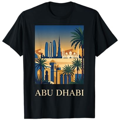 Abu Dhabi Desert Skyline Retro Reisegrafik T-Shirt