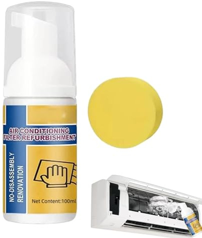 Schiuma Pulente per Condizionatore D'Aria - 100 ml Spray Detergente Senza Risciacquo,Pulitore per Condensatore AC con Spugna - per Sporco Polvere Grasso Manutenzione Ventilatore Elettrico Domestico