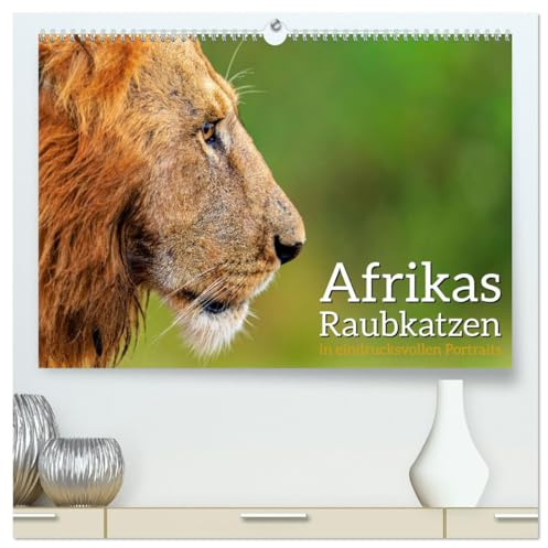 Afrikas Raubkatzen in eindrucksvollen Portraits (hochwertiger Premium Wandkalender 2026 DIN A2 quer), Kunstdruck in Hochglanz: Eindrucksvolle ... faszienierenden Raubkatzen (CALVENDO Tiere)