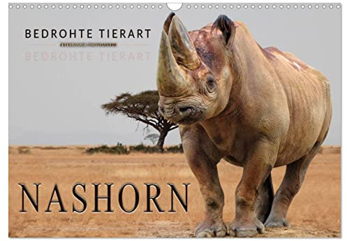 Bedrohte Tierart - Nashorn (Wandkalender 2026 DIN A3 quer), CALVENDO Monatskalender: Beeindruckende Tiere, die nicht unterschätzt werden dürfen. (CALVENDO Tiere)