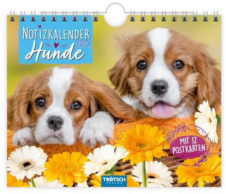 Trötsch Notizkalender Querformat Notizkalender Hunde 2025 mit 12 Postkarten: Wandkalender Notizkalender