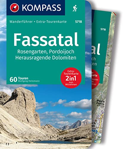 KOMPASS Wanderführer Fassatal, Rosengarten, 60 Touren mit Extra-Tourenkarte: GPS-Daten zum Download