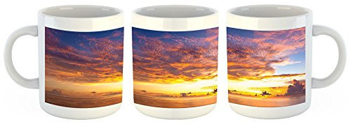 Unified Distribution Bali Sonnenaufgang Indonesien - Tasse mit Motiv Bedruckt, 300ml C-Henkel. Tolles Geschenk für Büro, Küche, Geburtstag, Ihre Neue Lieblingstasse zum Frühstück