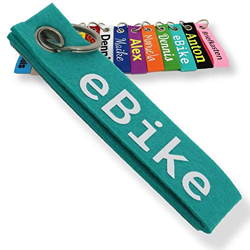 LALALO Schlüsselanhänger aus Filz mit Namen, Personalisiertes Schlüsselband Geschenkidee mit Aufschrift oder Wunschtext, Glücksbringer Filzanhänger mit Name, Geburtstag (Türkis)