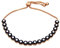 Kauf-mich-weg Damen Armband 925 Sterling Silber rose vergoldet 19 klare Zirkonia und 190 schwarze Zirkonia Länge variabel durch Fixierverschluss Armkette Venezianerkette Armkettchen rosé