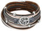 Cupimatch Bracelet Arbre de Vie Multicouche Style Bohémien avec Boucle Magnétique,Bracelet Manchette Tressé en Cuir pour Femme et Fille - Quatre styles(Gris)