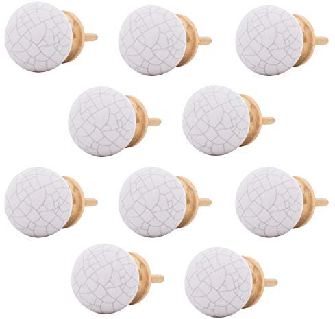 Knober Keramik-Möbelknöpfe klein marmoriert 31mm Landhausstil Shabby-Chic Schrankknopf Türgriff (03. 10 X Weiß)