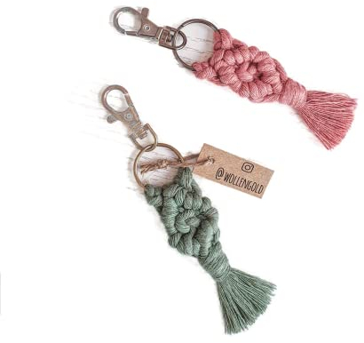 Makramee Schlüsselanhänger klein FARBWAHL Taschenanhänger 100% Baumwolle Macrame Taschenaccessoire