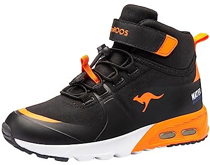 KangaROOS Jungen Kx-hydro Sneaker, Jet Black Neon Orange, 32 EU