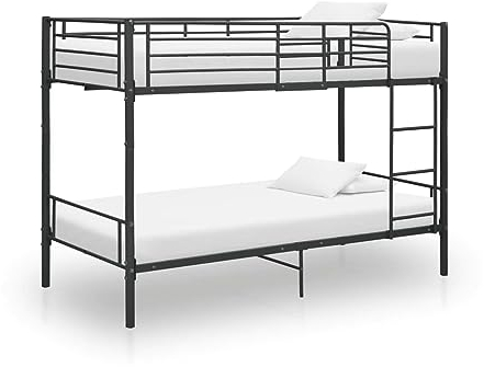 vidaXL Etagenbett Kinderbett Hochbett Metallbett Bett Stockbett Bettgestell Doppelstockbett Schlafzimmer Kinderzimmer Schwarz Metall 90x200cm
