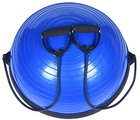 GZD Yoga Ball Balance Trainer, Core Training Air Dome mit Widerstand Bands und Fußpumpe Belege für Core Training Home Fitness Kraft Übung,Blau