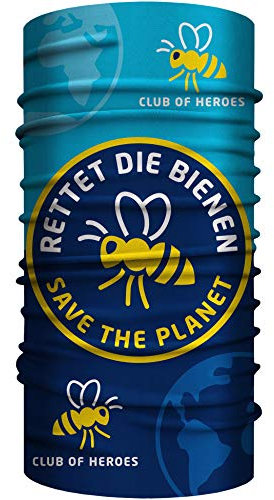 Club of Heroes Rettet die Bienen - Bandana, nahtloses Multifunktionstuch 25 x 50 cm aus weicher Mikrofaser/atmungsaktiv Schlauchschal Halstuch Mundschutz Schal Tuch/Natur Klima Insekten Imker