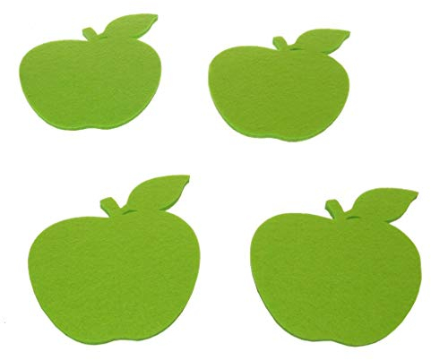 Filz Untersetzer - Apple - 12 Stück - Grün - Glasuntersetzer - Filzuntersetzer - Filzapfel - Apfel - in der Holzbox 9,8 x 11,2 x 0,5 cm - 21056-60
