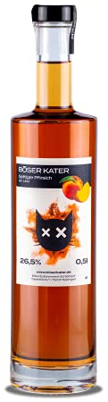 BÖSER KATER Saftiger Pfirsich Likör | Fruchtige Noten von Weinbergpfirsich | Perfekt als Spritz Aperitif, für den puren Genuss oder spannende Cocktails | Perfekte Geschenkidee 0,5l 20% Vol.