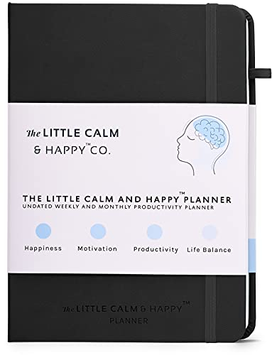 The Little Calm and Happy Planner - Planificador de productividad semanal y mensual sin fecha con seguimiento de hábito, motivación, productividad y equilibrio de vida - A5 (negro)