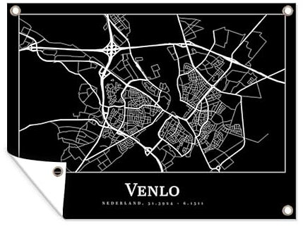 MuchoWow Outdoor-Poster Poster Wanddeko draußen Deko Garten Gartenposter 40x30 cm Venlo - Stadtplan - Karte