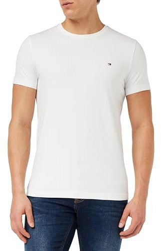 Tommy Hilfiger Herren T-Shirt Kurzarm Core Stretch Slim Fit, Weiß (White), XXL