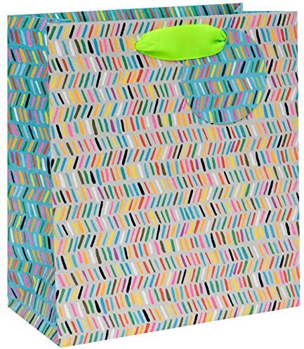 Glick Luxus-Geschenktüte, Happy Birthday, blaues Muster, mittelgroß, blaugrün, Feier, für Geburtstag/Hochzeiten/Brautparty/Babyparty/Hauseinweihung/Dankeschön, mehrfarbig, Tasche - Medium