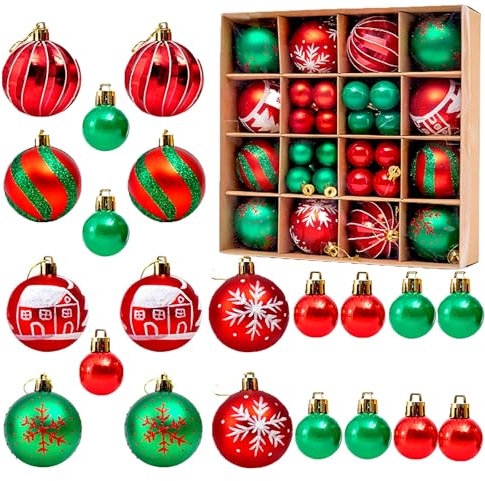 Weihnachtskugel Rot Grün, Kunststoff Weihnachtskugeln, Christbaumkugeln Set, Christbaumkugeln Kunststoff Rot Grün, Für Eine Vielfältige Anzeige Weihnachten, Hochzeit, Verlobung, Jubiläum, Party.