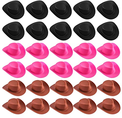 Cayway 30 Stück Miniatur Puppe Hüte Hut 3 Farbe Mini Handwerk Hüte Klein Top Hüte Puppe Miniatur Hüte für Doll Dress Up Party Zubehör, Puppenhaus