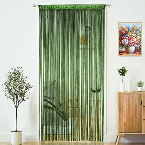 YaoYue Beaded Curtain Door String Curtains for Doorways Tassels Beads Hanging Fringe Hippie Window Hallway Entrance Wall Closet Bedroom Privacy Decor