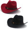 Faringoto Cowboyhut für Herren und Damen, klassischer Filz, breite Krempe, Westernhut, Weinrot und Schwarz, Einheitsgröße