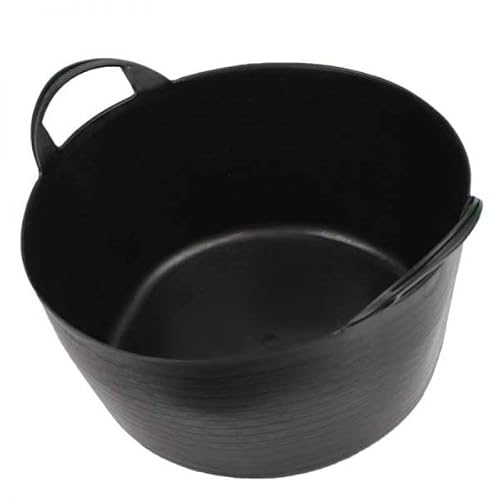 Flexi Tub Multi-Purpose Plastic Trug - 30 Litre Capacity, Flexible Bucket, Robust, Strong, Rubble Bucket, Black