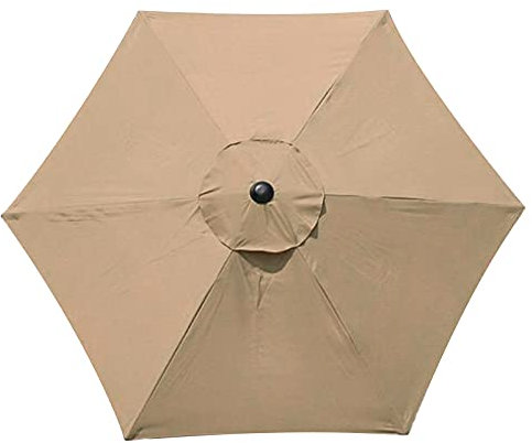 Toldo de Repuesto para Sombrilla de Patio de 6 Pies, 6 Varillas de Repuesto para Sombrilla de Exterior, Tela de Repuesto para Sombrilla de Jardín, Cubierta de Toldo para Sombrilla de Mesa(Caqui)
