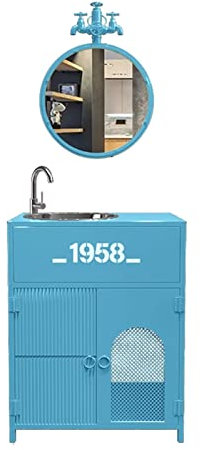 ZARBAILRE Industrielles Waschbecken, Iron Art Badezimmer-waschtisch Im Loft-Stil, Retro-waschbecken und Waschtischunterschrank für Bar Ktv Cyber Cafe Industrial Style (M)