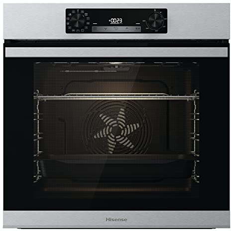 Hisense BI64211AX- Horno Multifunción, Even Bake 77L, Cocción Simultánea x5, Cocción Congelados, Modo Grill/Pizza, Esmalte Fácil Limpieza, Puerta Extraíble